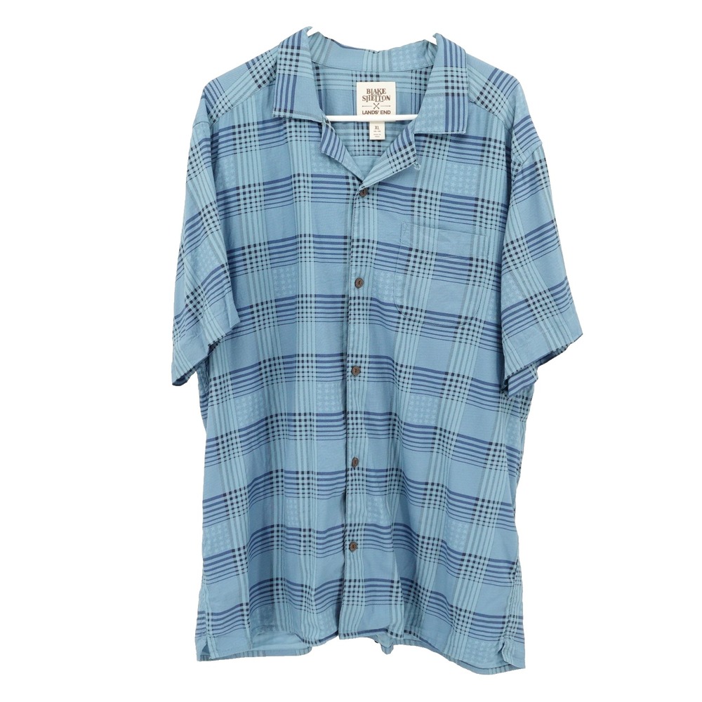 Lands End Blake Shelton Long Sleeve Button Up Shirt SZ XL Plaid Western Country